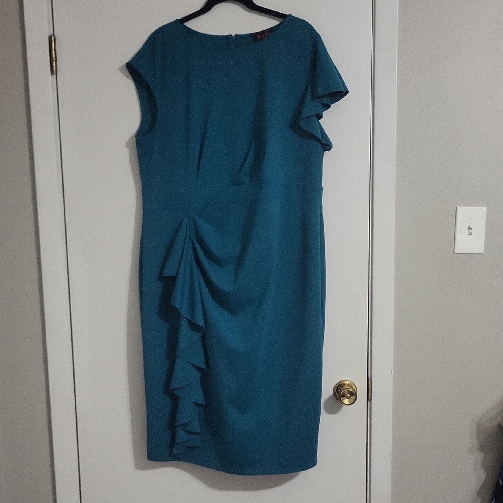 Chic Asymmetrical Teal Dress